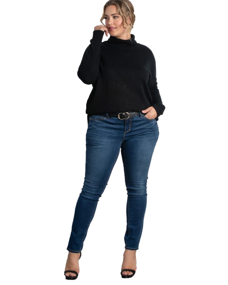 Plus Size Paris Turtleneck Tunic Sweater BLACK NOIR